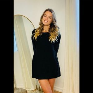 Zara black sweater dress with vegan leather sleeves